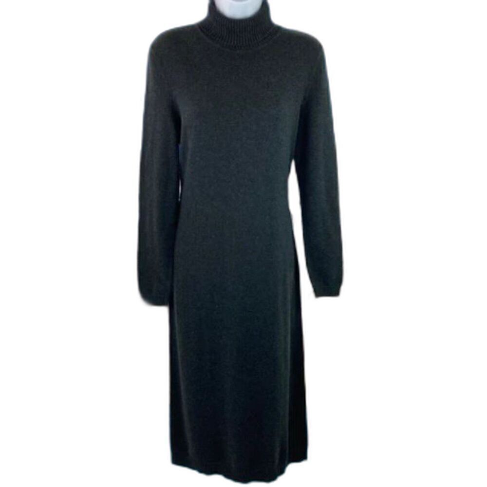 Peruvian Connection Women's Gray Pima Cotton Turtleneck Bodycon Dress Size XS